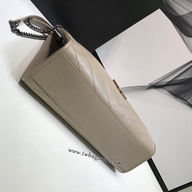 YSL专柜款女包 聖羅蘭經典款爆裂紋羊皮聖羅蘭印花手提包 YSL折疊購物袋手袋  jjh1042